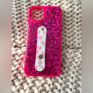 Pink Glitter Heart Phone Case